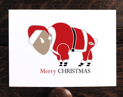 Buffalo Merry Christmas Card