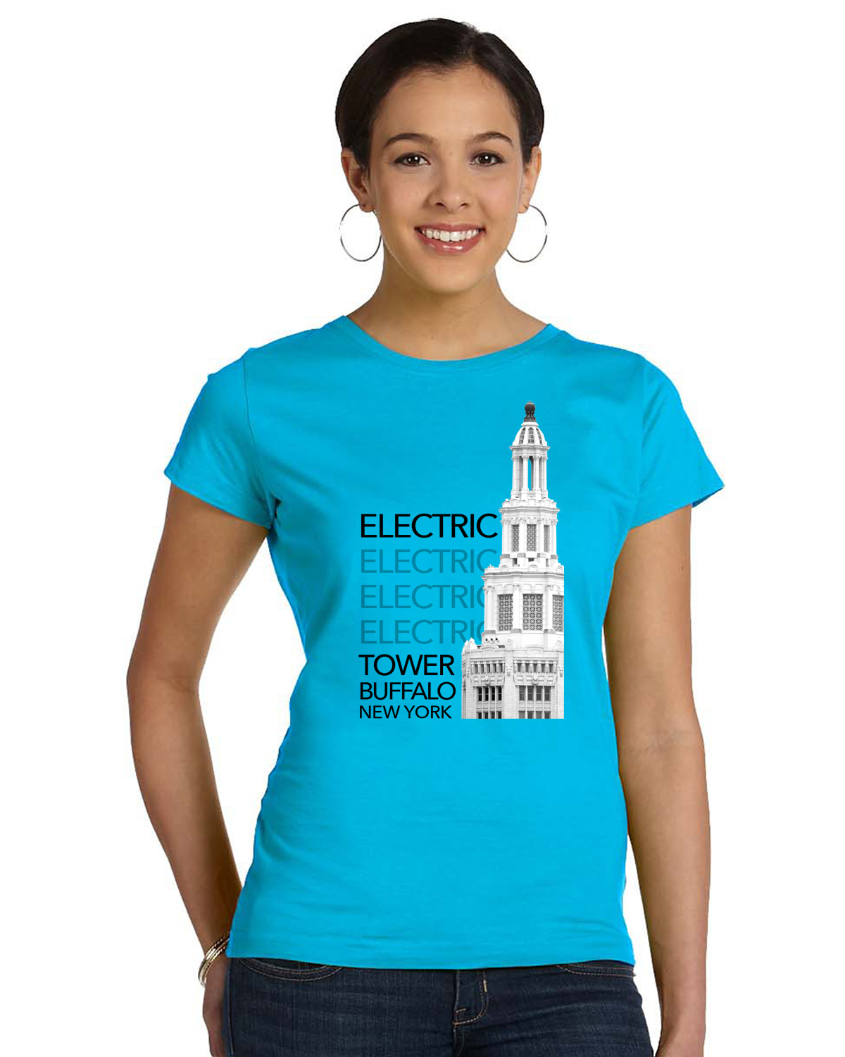 Stevenson næve maskinskriver Women's Electric Tower Buffalo Architecture T-Shirt - Inspired Buffalo