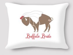 Buffalo Bride Wedding Pillow by Marinette Kozlow