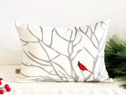 Winter Cardinal Pillow by Marinette Kozlow