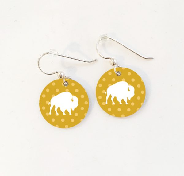 Buffalo and Polka Dot Earrings by Marinette Kozlow
