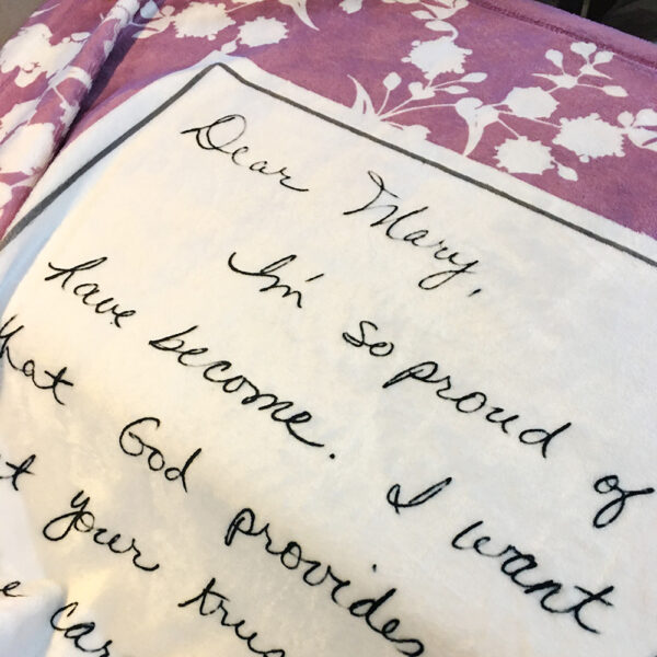 FLEECE Handwritten Message Keepsake Floral Blanket