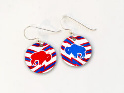 Small Round Buffalo Football Zubaz Earrings