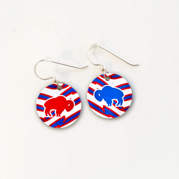 Small Round Buffalo Football Zubaz Earrings