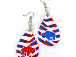Large Tear Drop Buffalo Football Zubaz Earrings